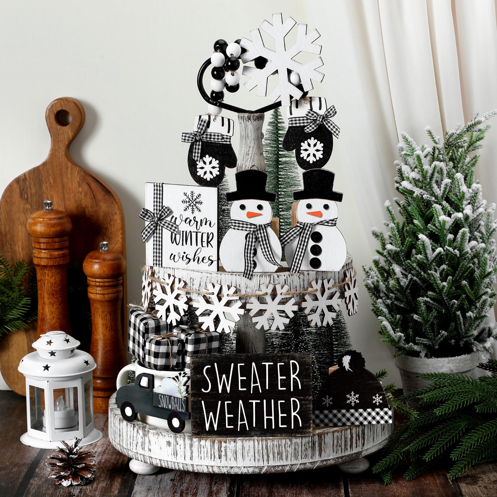 GlikCeil Christmas farmhouse set with green and red colors adds vibrant holiday warmth