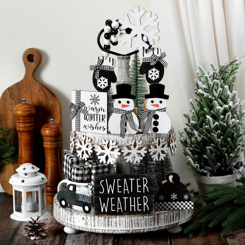 GlikCeil Christmas farmhouse set with green and red colors adds vibrant holiday warmth
