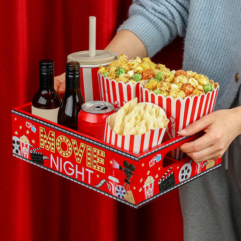 GlikCeil large capacity snack tray fits popcorn, drinks and more.