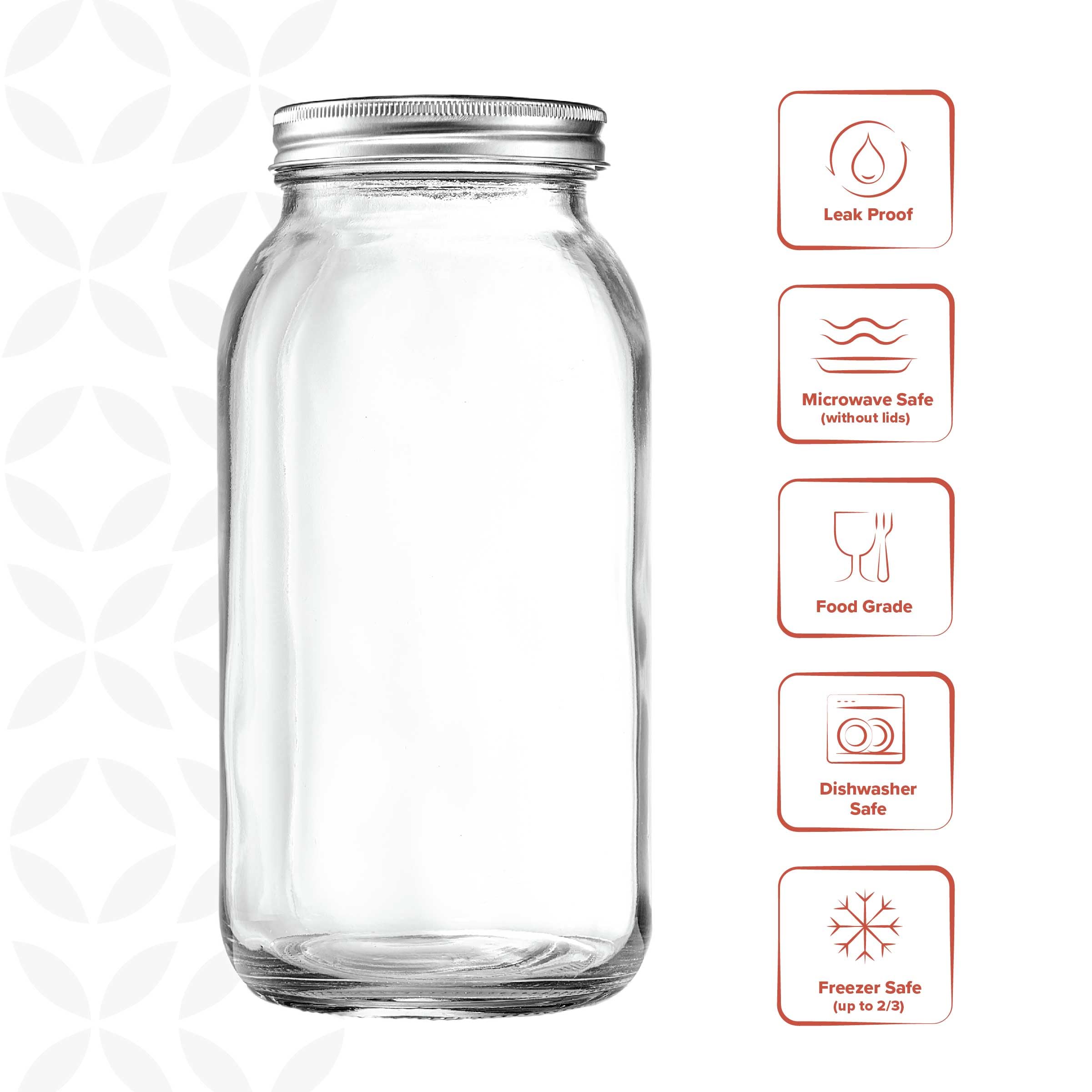 GLING 2qt clear glass mason jar for bulk storage and meal prep.