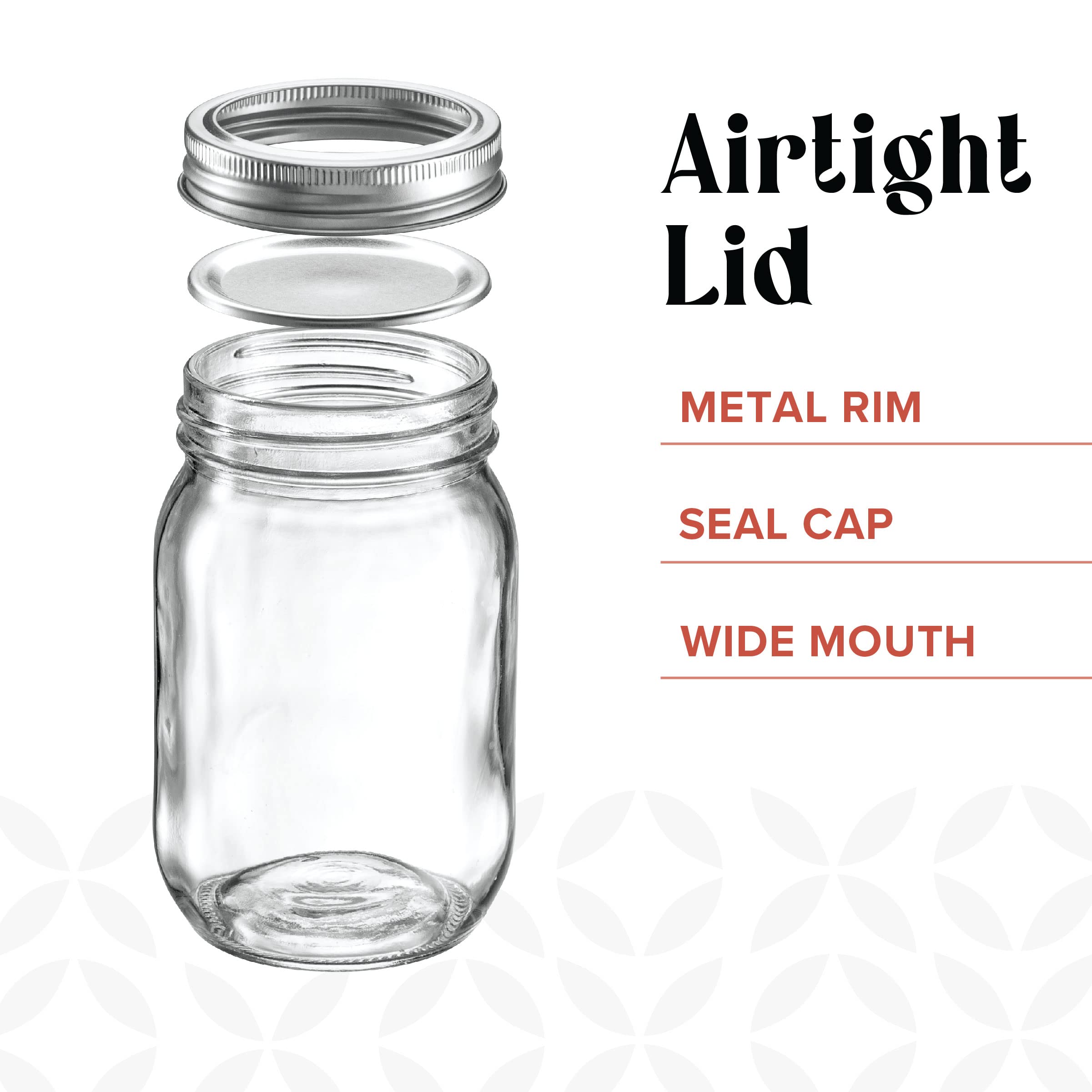 GLING 32oz wide-mouth mason jar front view for easy pouring and labeling.