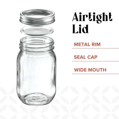 GLING 32oz wide-mouth mason jar front view for easy pouring and labeling.