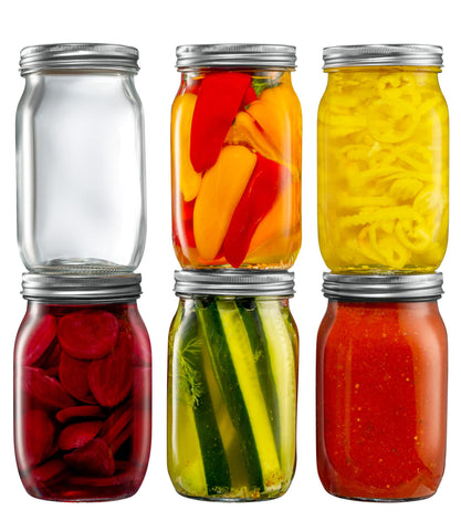 GLING 6-pack 32oz wide-mouth mason jars set emphasizes convenient storage and meal prep.
