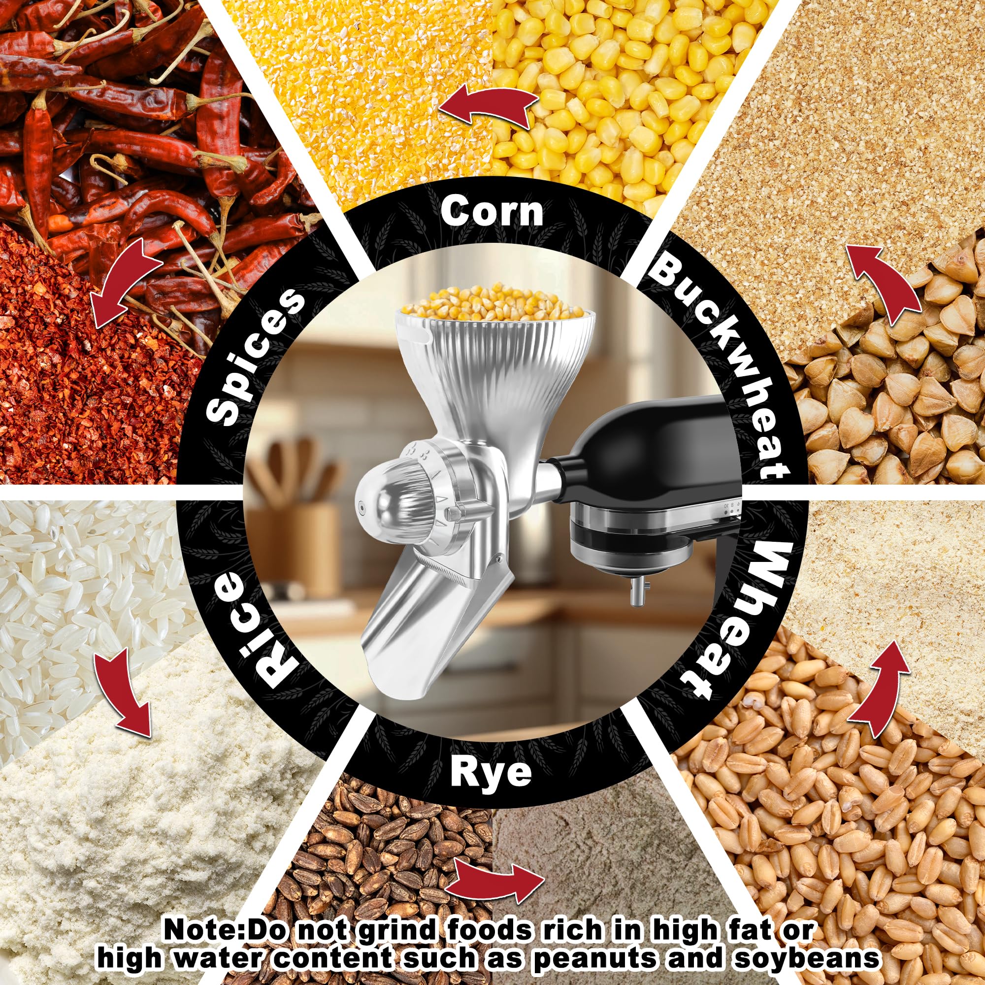 GLINK attachment grinds wheat, oats, corn, barley and more with ease.