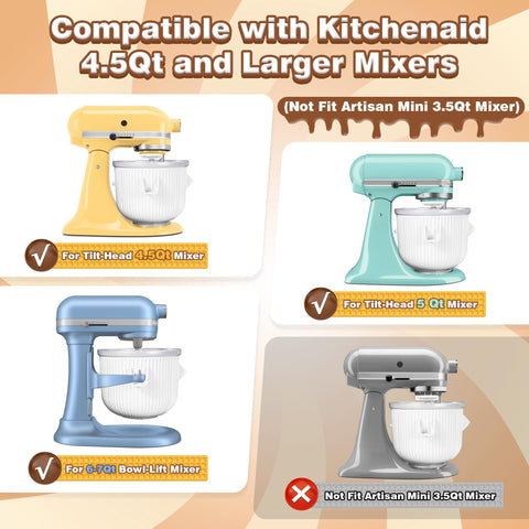 GLINK ice cream maker attachment for KitchenAid 6 qt for larger batches