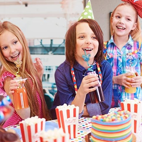 Glitter Mouse Straws with cleaning brushes for easy cleanup