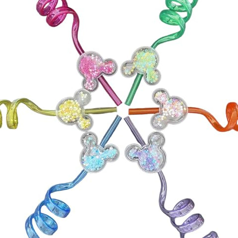 Close-up of Glitter Mouse Straws with cute ear designs