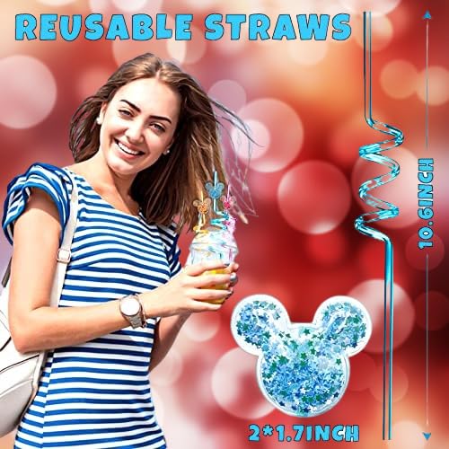 Glitter Mouse Straws in six color options with attachments