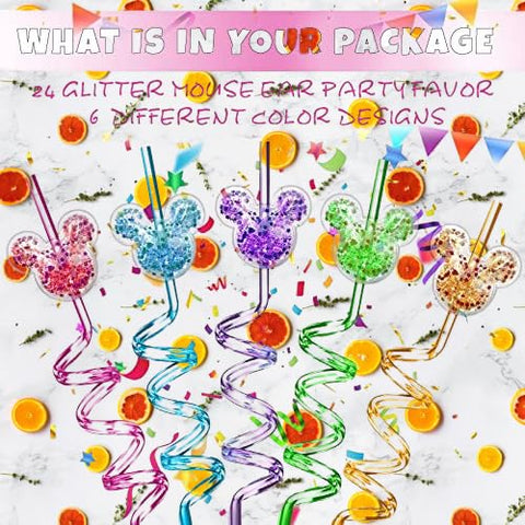 Glitter Mouse Straws include packaging and components