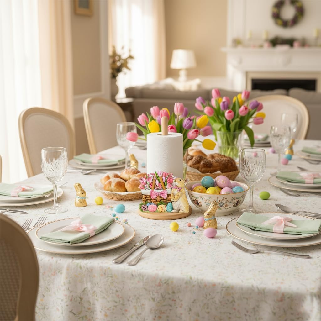 GLLZJZXC easter sign with pastel accents on the counter