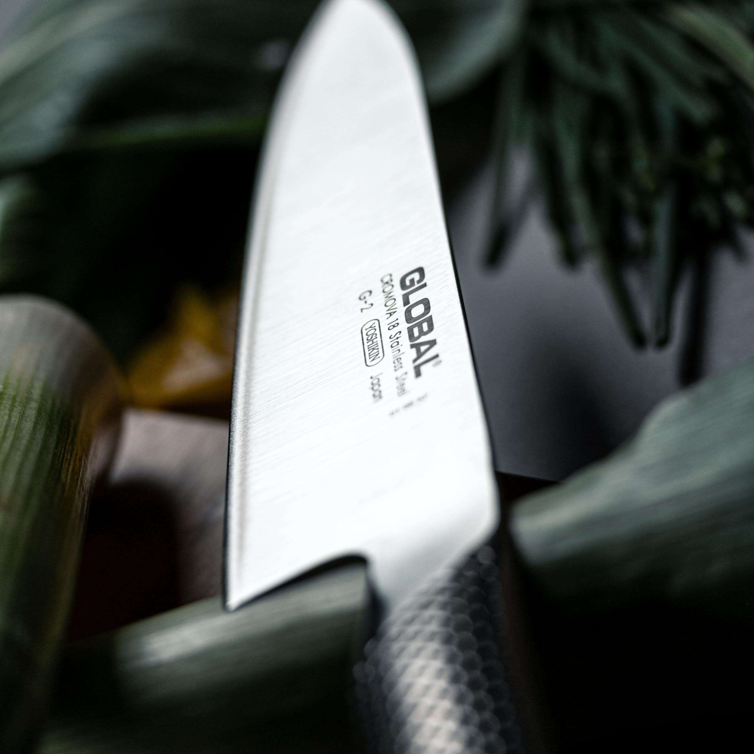 Global 8-inch chef knife ideal for slicing meat evenly.