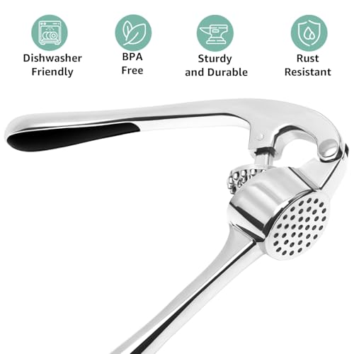 Global Digitronix GD Premium Garlic Press Set open design eases cleaning and reduces residue