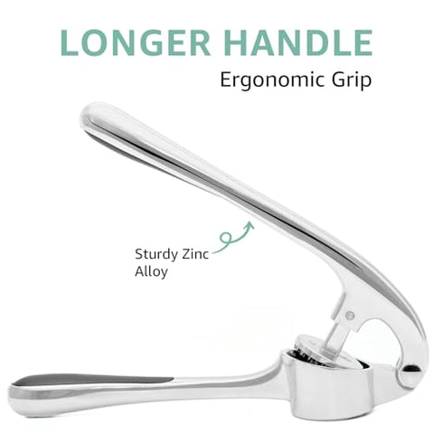 Global Digitronix GD Premium Garlic Press Set side view with ergonomic handle for comfortable crushing