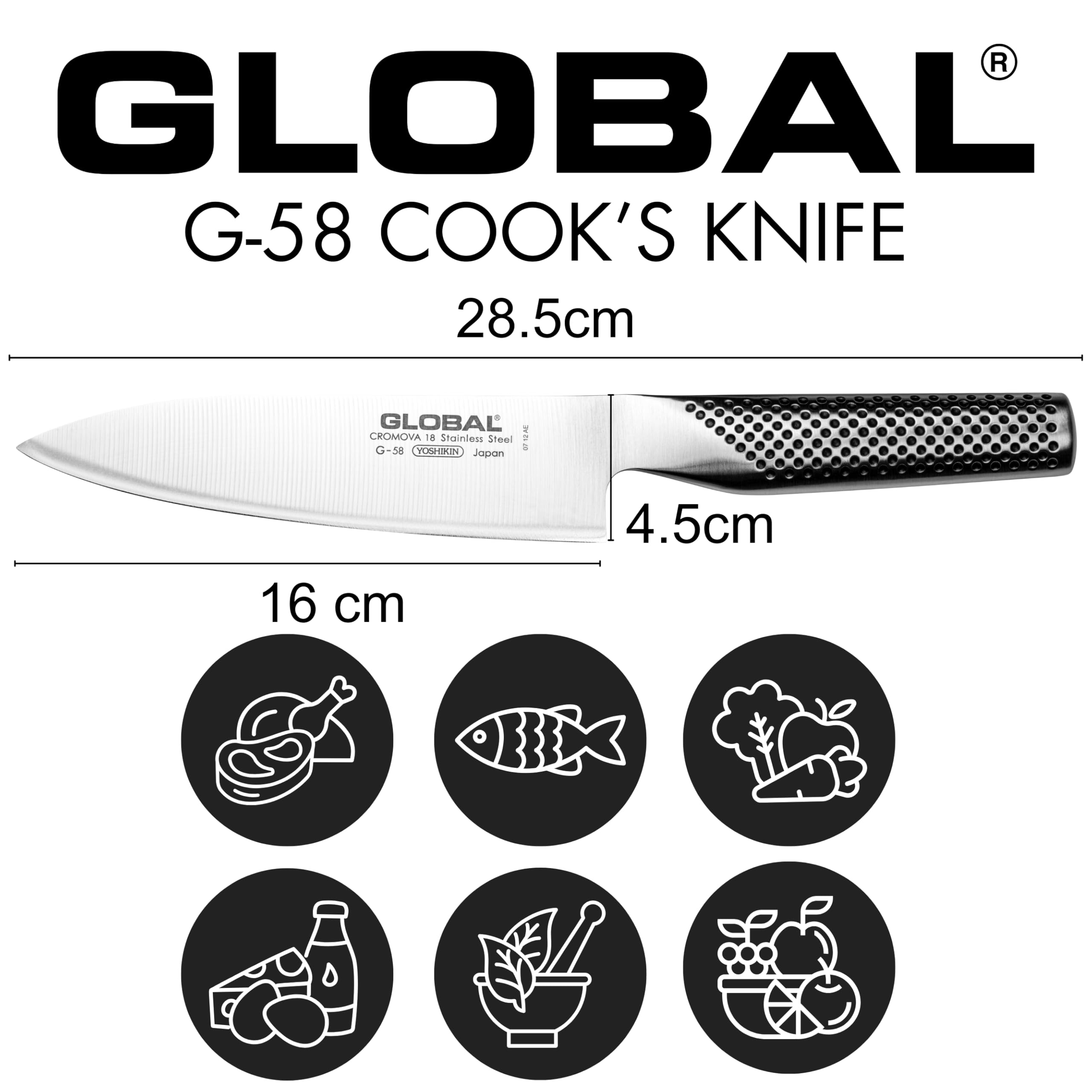 Global Sai blade with hammered finish demonstrates non-stick cutting performance.