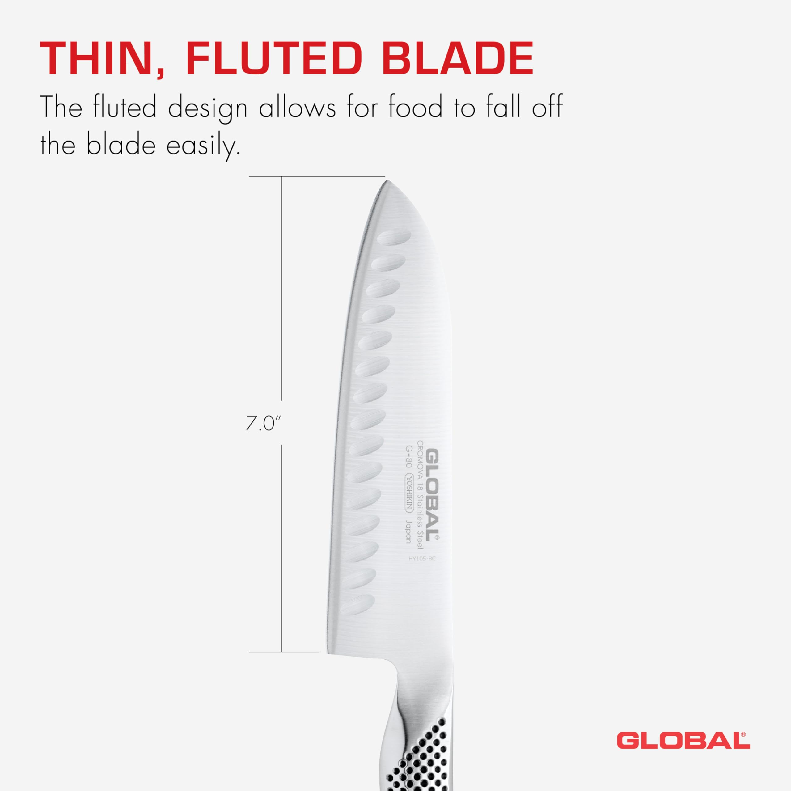 Global 7-inch Santoku with razor-sharp edge for efficient chopping