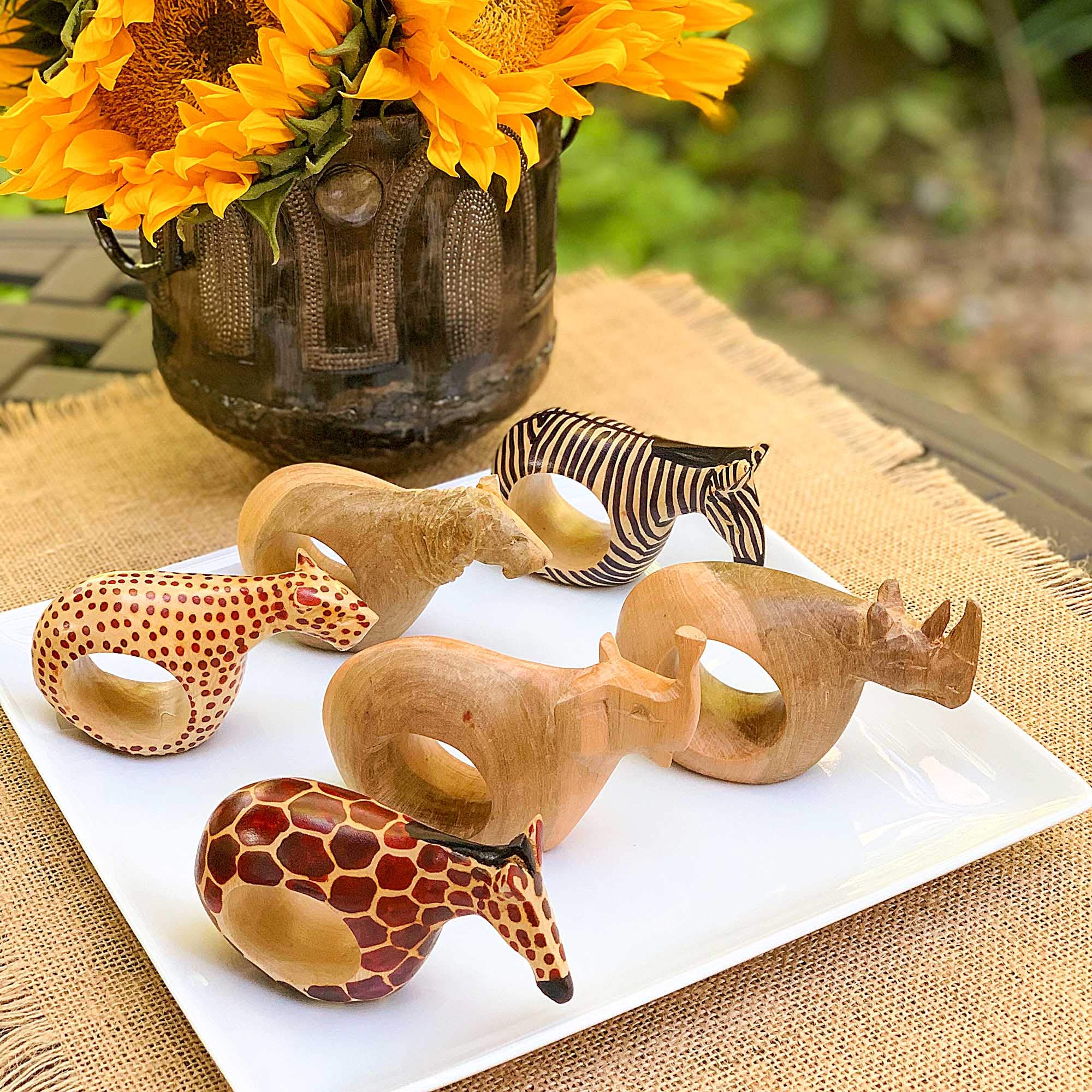 Global Crafts mahogany cheetah napkin ring brings kinetic charm to gatherings