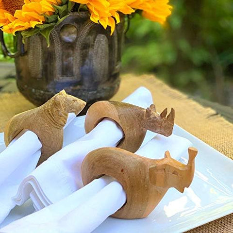 Global Crafts mahogany zebra napkin ring captures striking patterns at meals