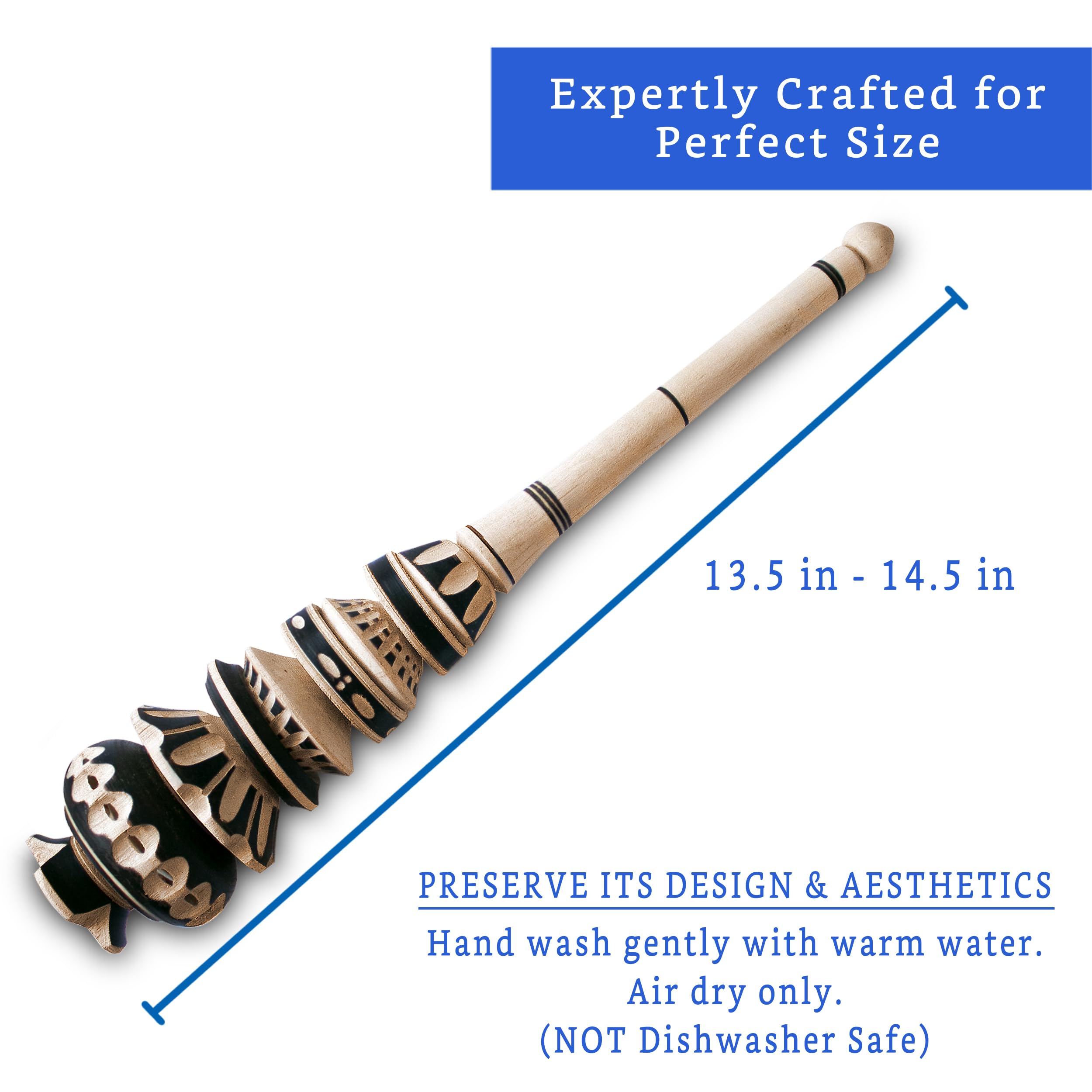 GLOBE ROCKET carved wood molinillo showcasing craftsmanship and culture