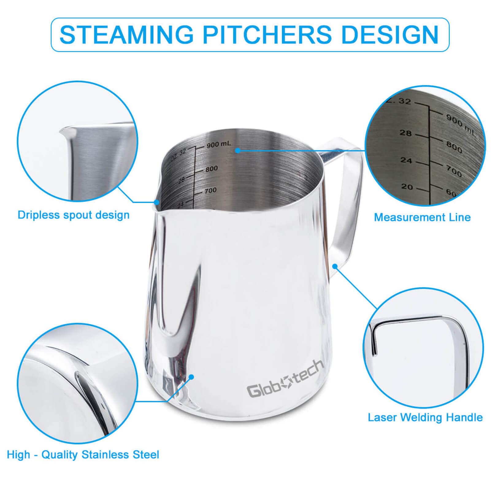 Globotech inside measurement marks enable quick portion checks.