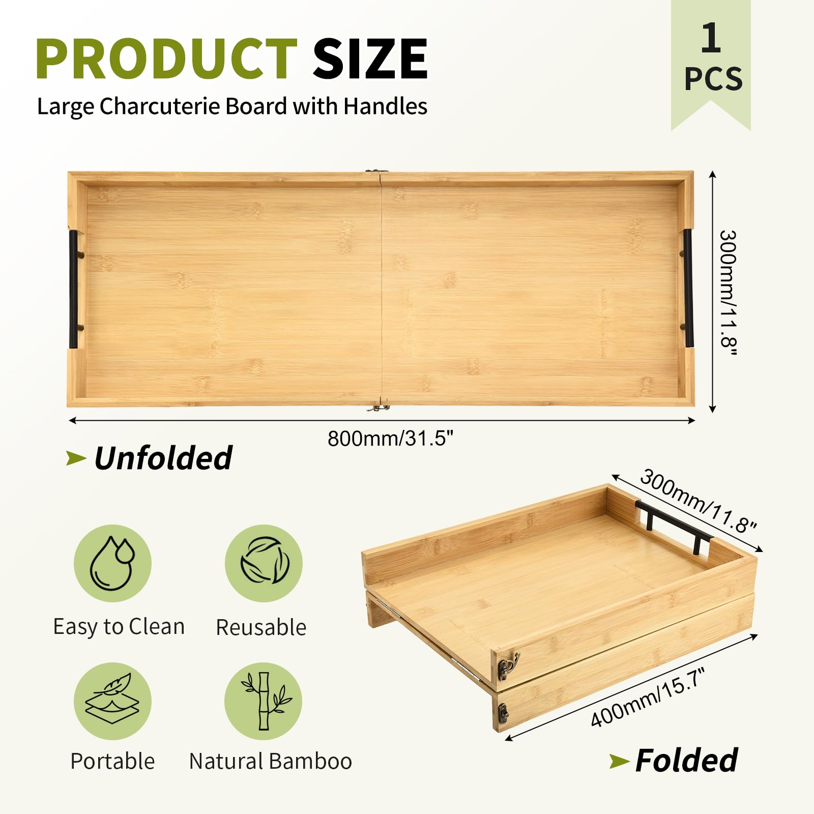 GLOKUUCA charcuterie board with handles, highlighting easy transport for indoor and outdoor gatherings.