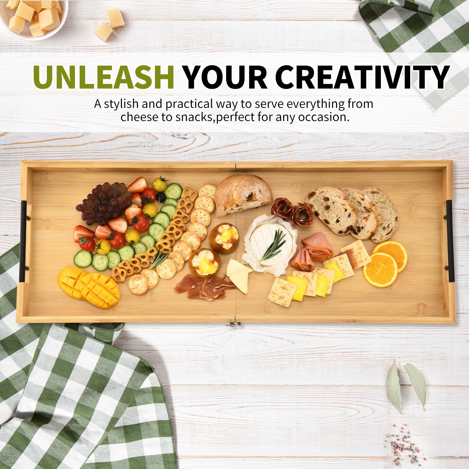 GLOKUUCA serving board with assorted meats and cheeses for entertaining.