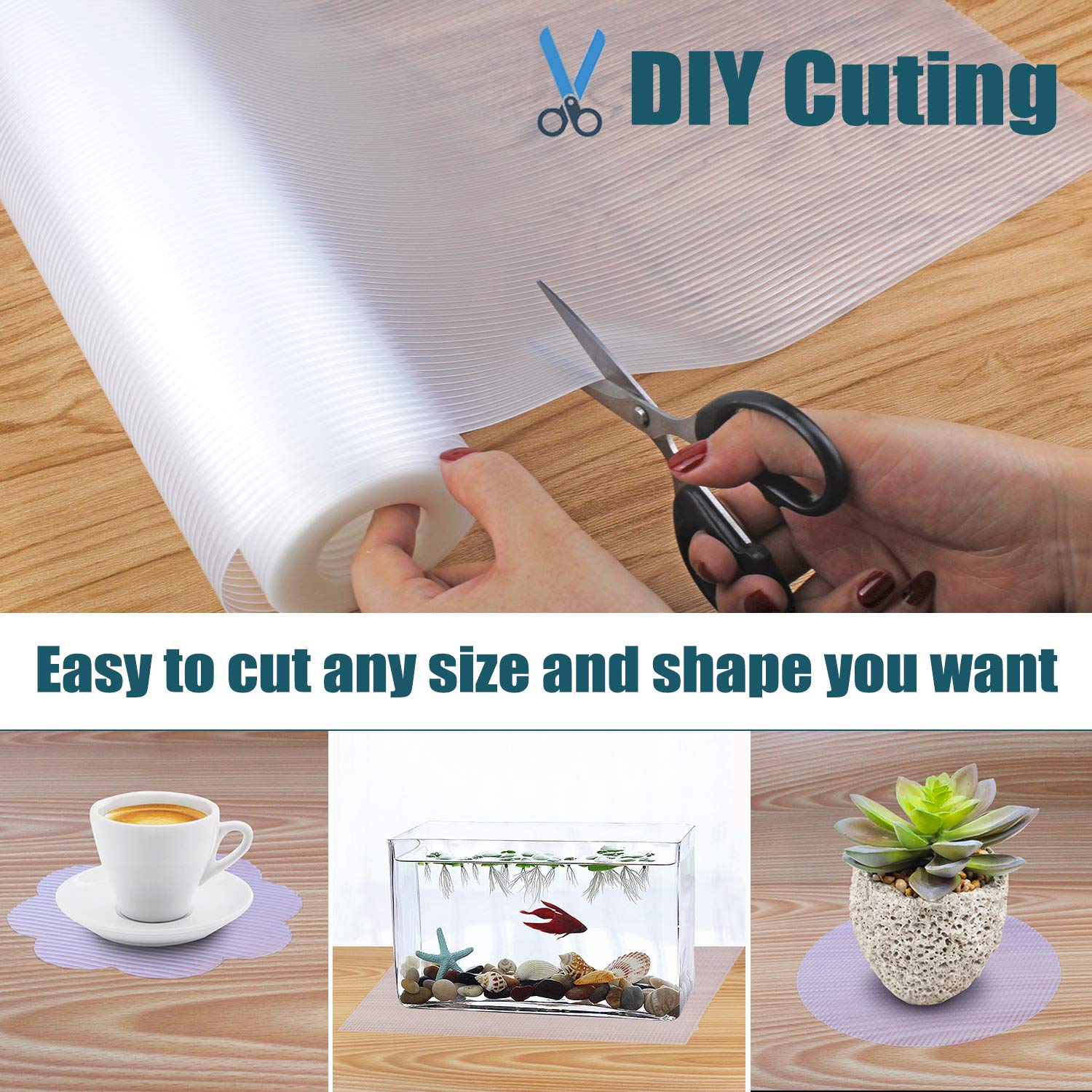 Glomen shelf liner EVA material delivers durable, reusable protection for home.