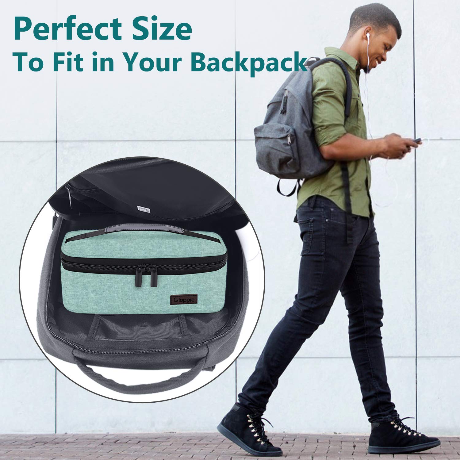 Gloppie Little Lunch Bag fits neatly into backpacks for commuting.