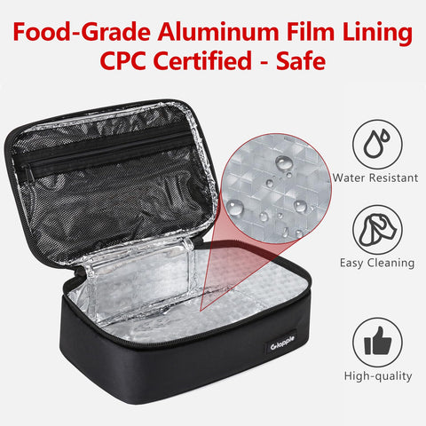 Gloppie small lunch bag durable zippers; reinforced for daily use.