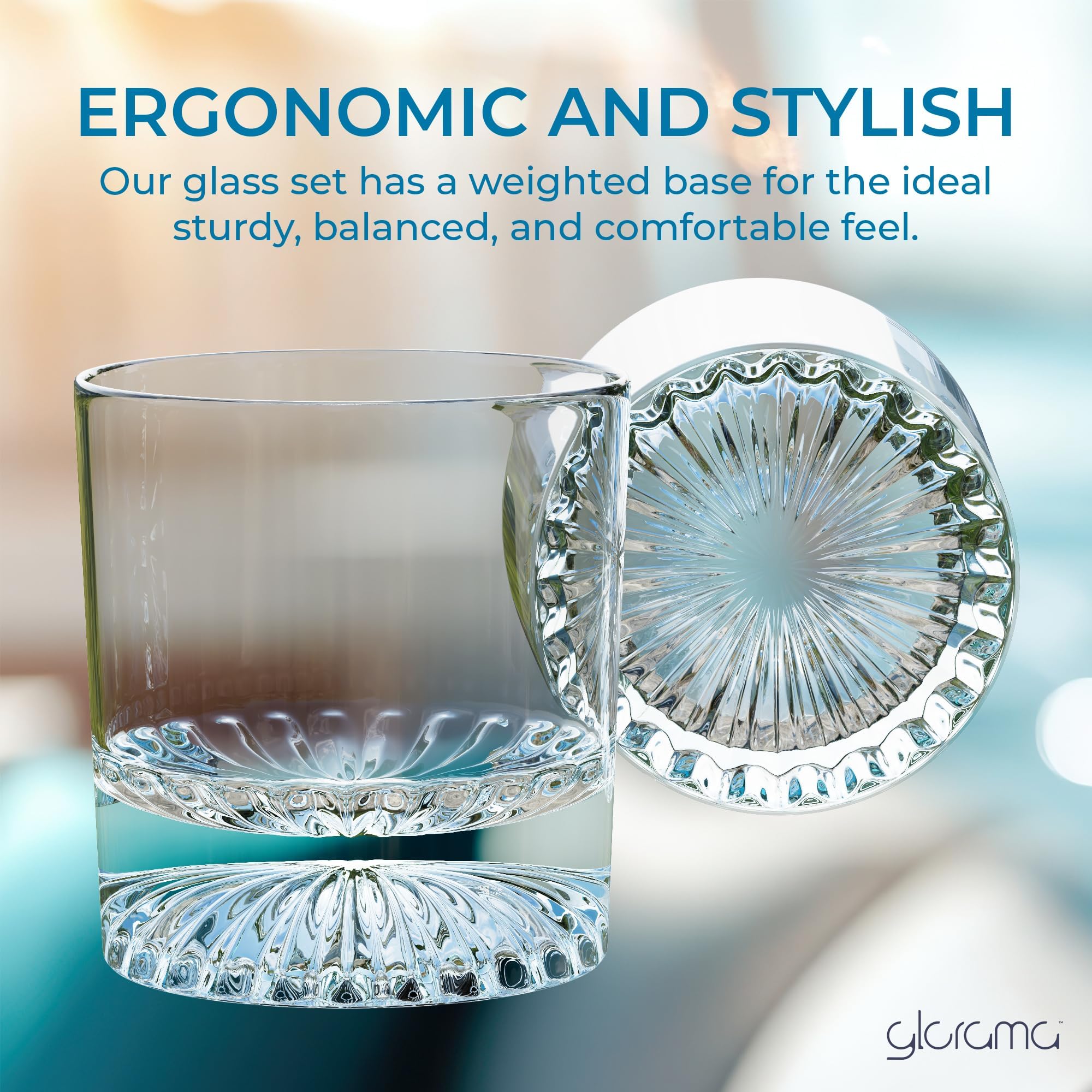 GLORAMA Bourbon glass ideal for neat pours thanks to balanced weight.