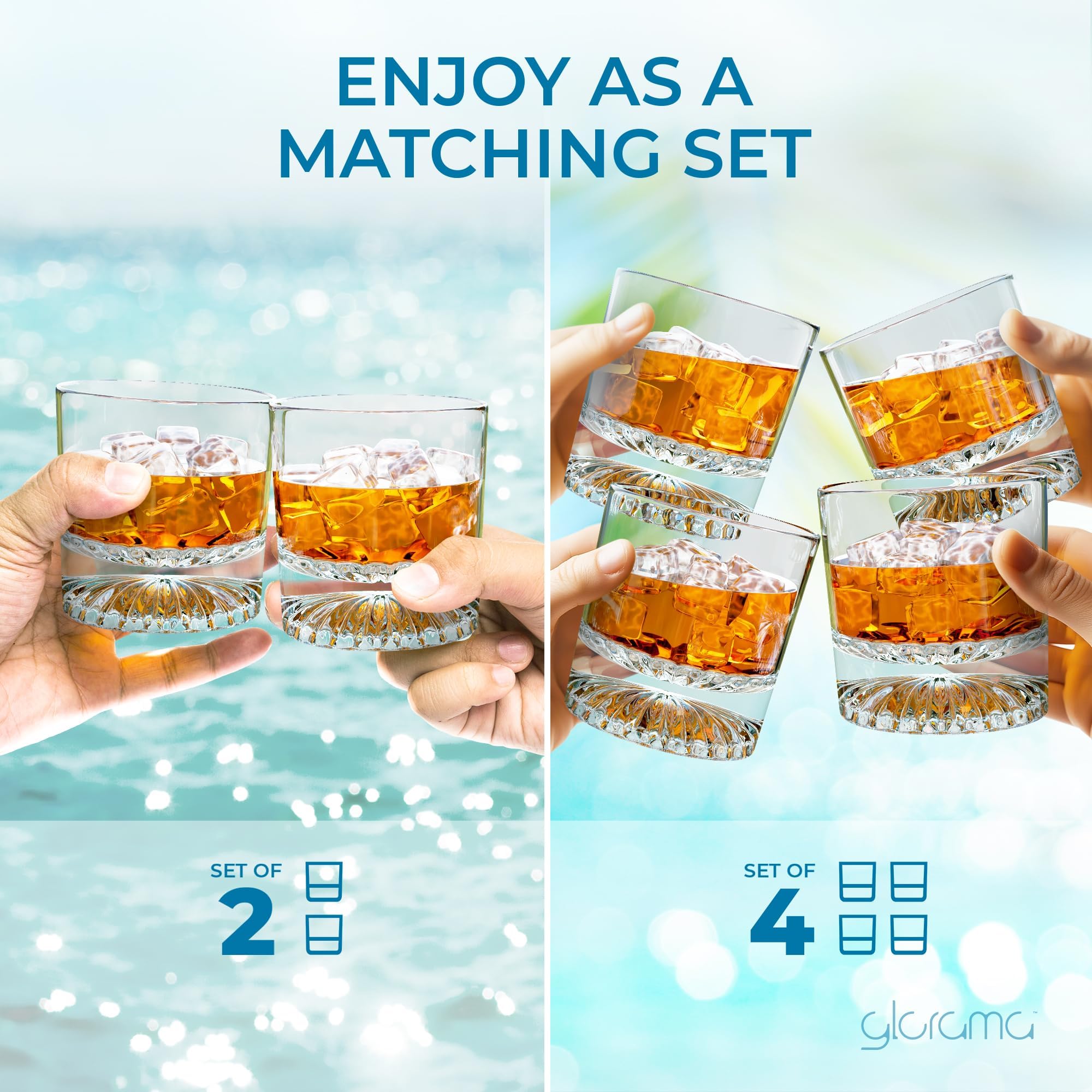 GLORAMA Hand-finished detail adds tactile luxury to every sip.