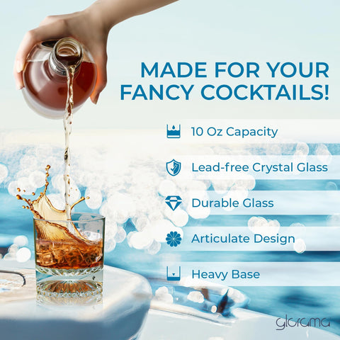 GLORAMA Old Fashioned glass delivers crystal clarity to showcase whiskey colors.