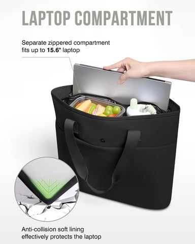 GLORIEROO 23L tote offers large capacity for work essentials and snacks.