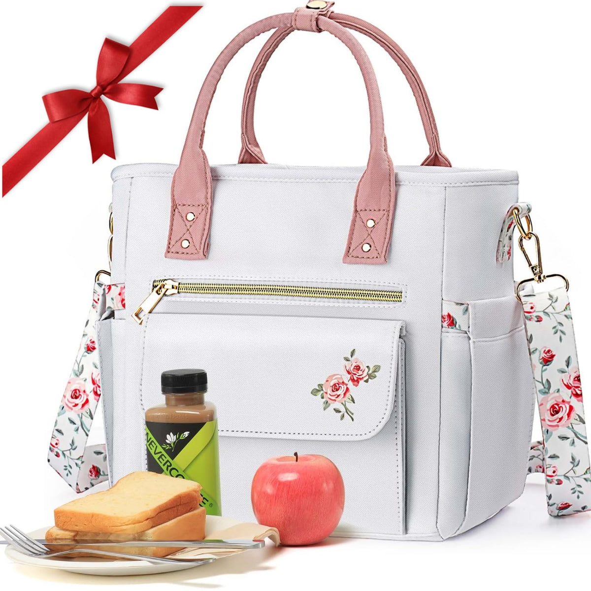 GLORIEROO Deluxe lunch box with front pocket for snacks and a compact device for work