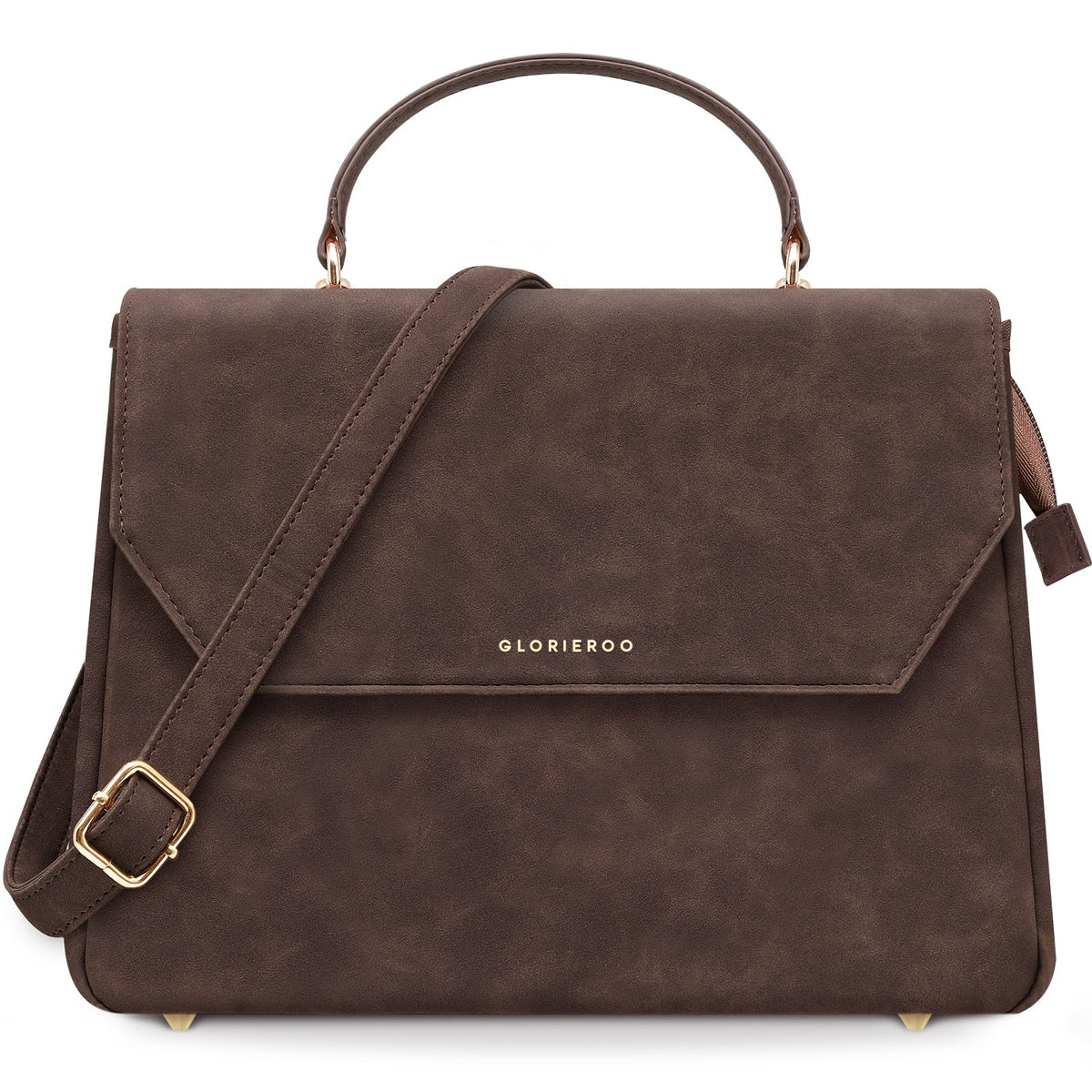 GLORIEROO lunch bag front view highlights vegan leather for a professional look
