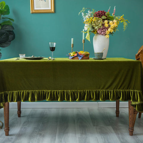 GLORY SEASON Velvet Tablecloth close-up shows durable weave and non-shrink finish.