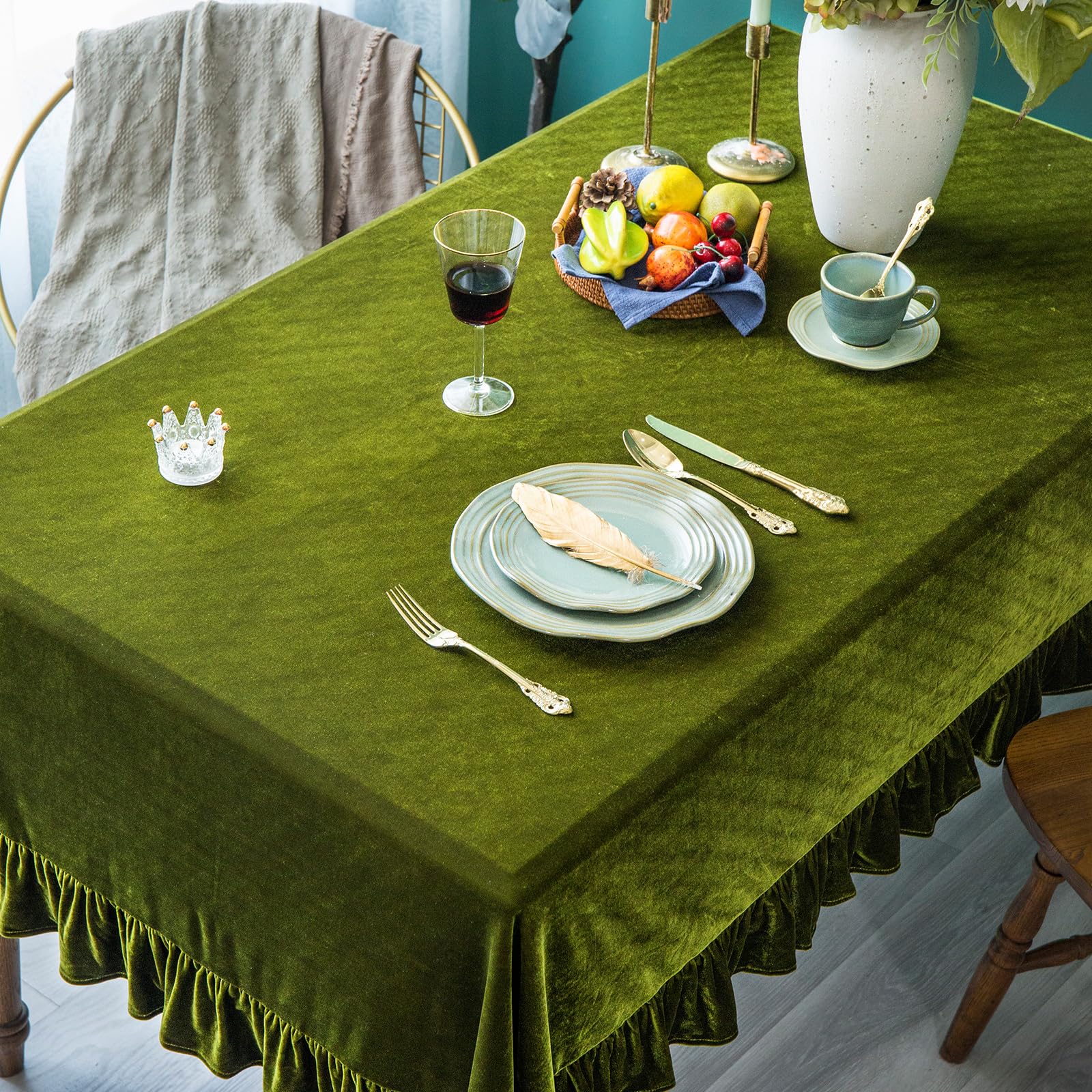 GLORY SEASON velvet tablecloth ideal for outdoor dining with easy care