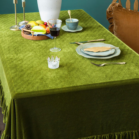 GLORY SEASON velvet tablecloth fits standard dining tables with 24 to 36 inch width