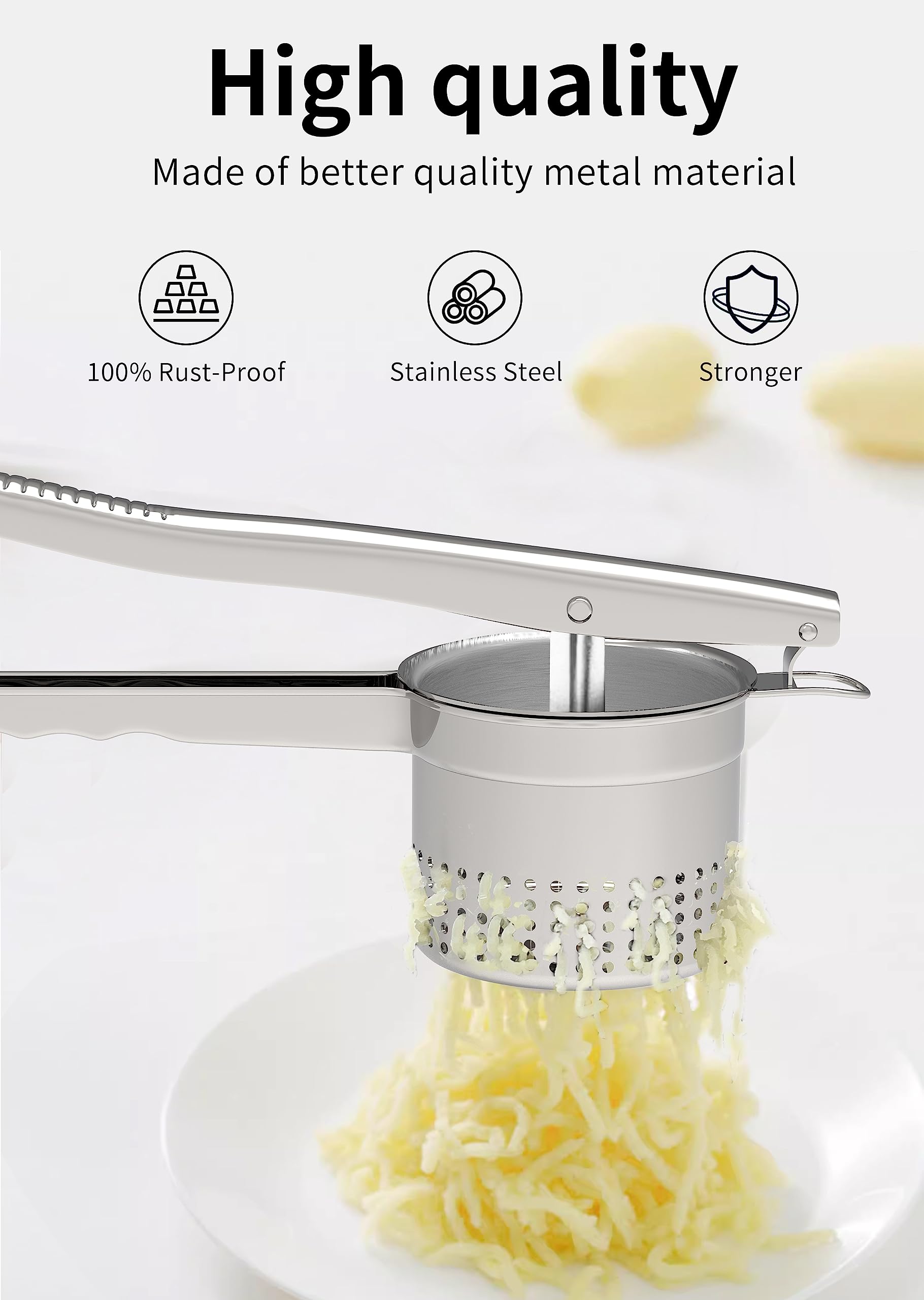 GloTika easy-clean ricer stays spotless with rinse or dishwasher.
