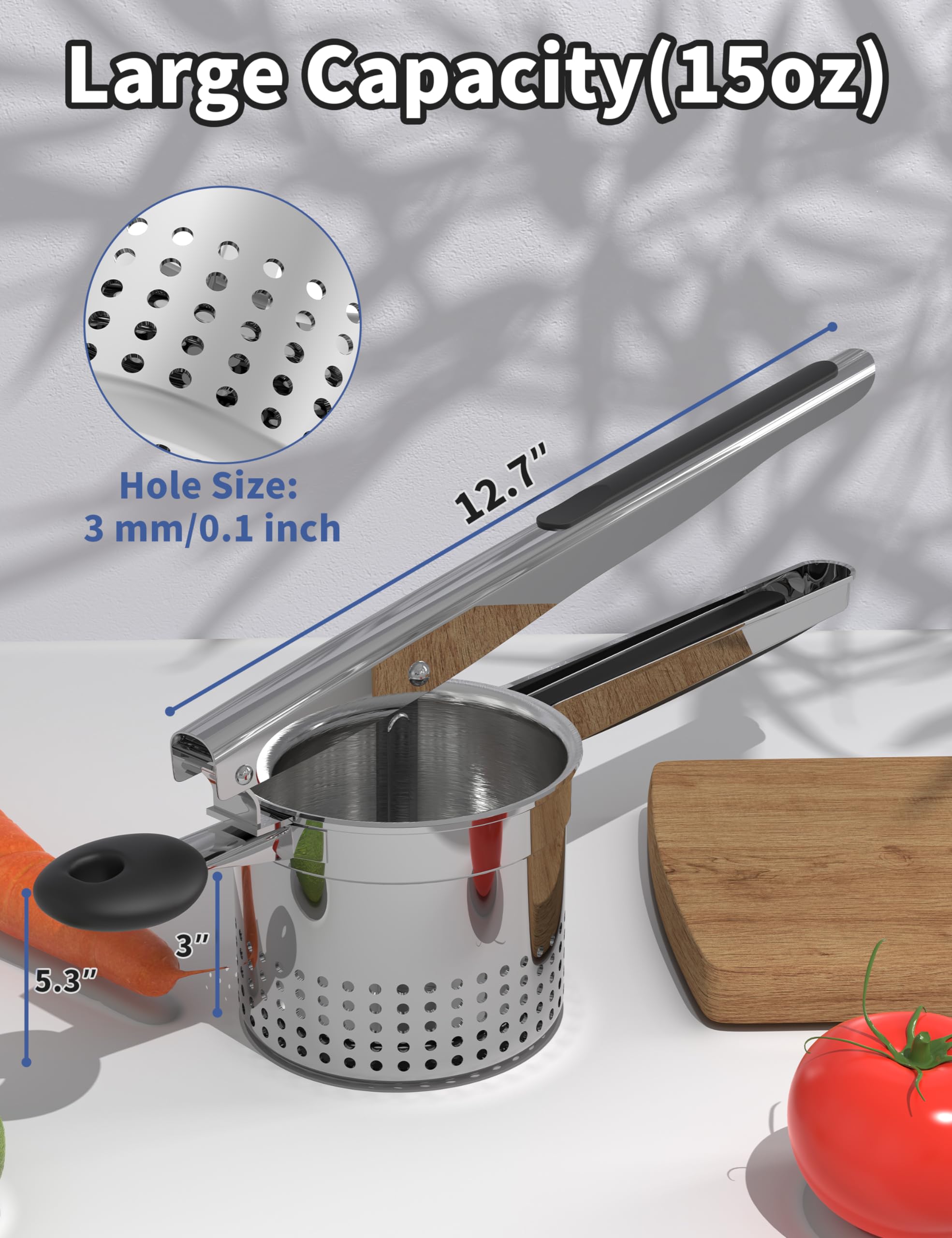 GloTika ricer showing ergonomic handle for comfortable use