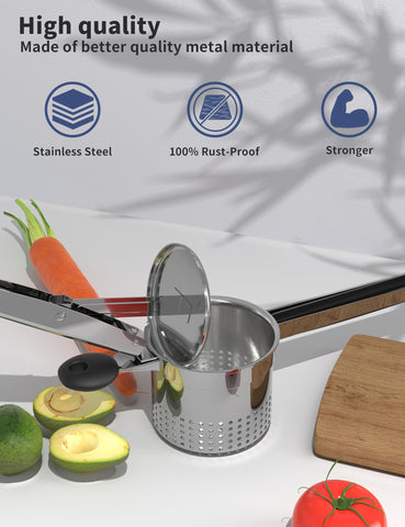 GloTika ricer with non-slip grip for steady mashing