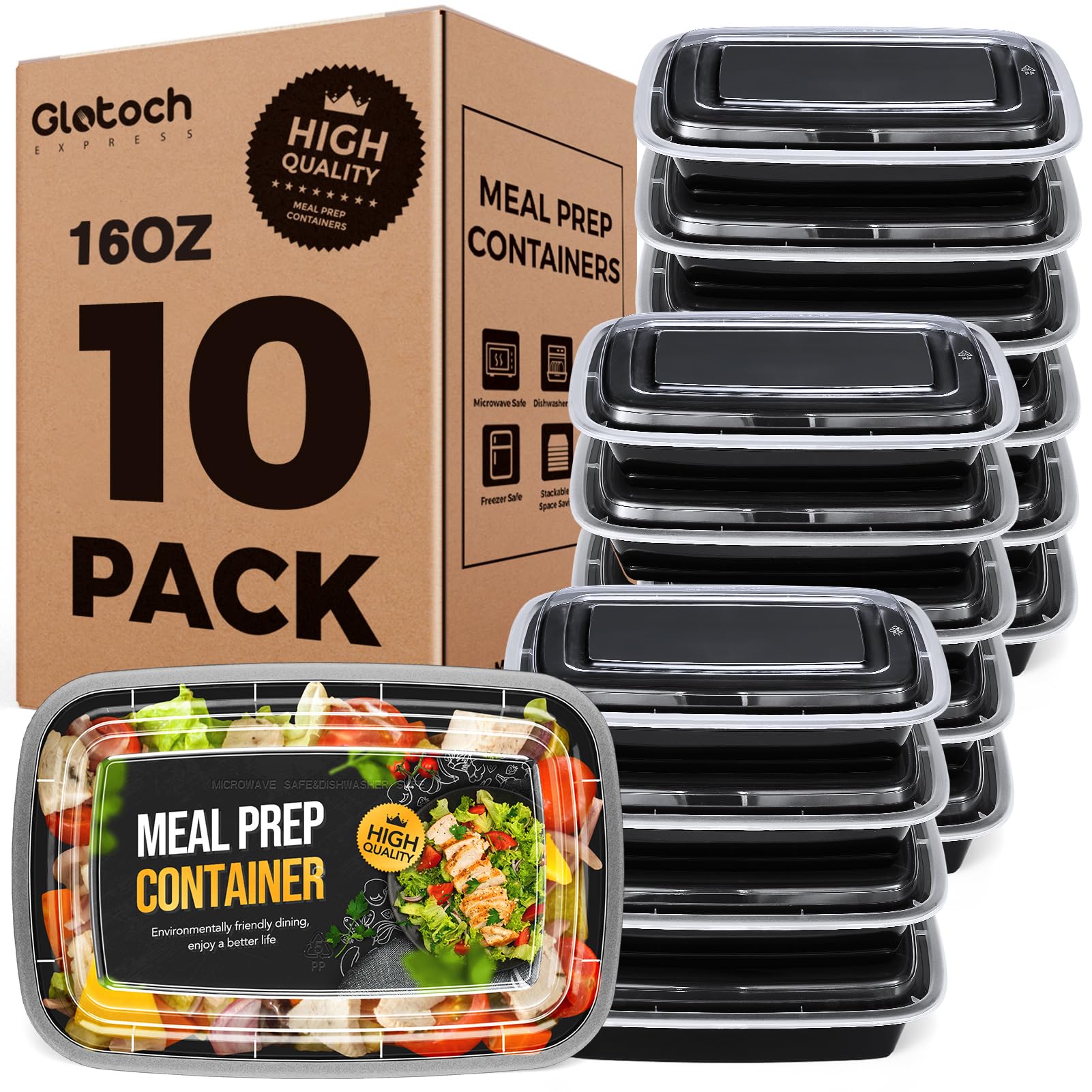 Glotoch Express 20-piece containers with lids for organized meal prep and freshness.