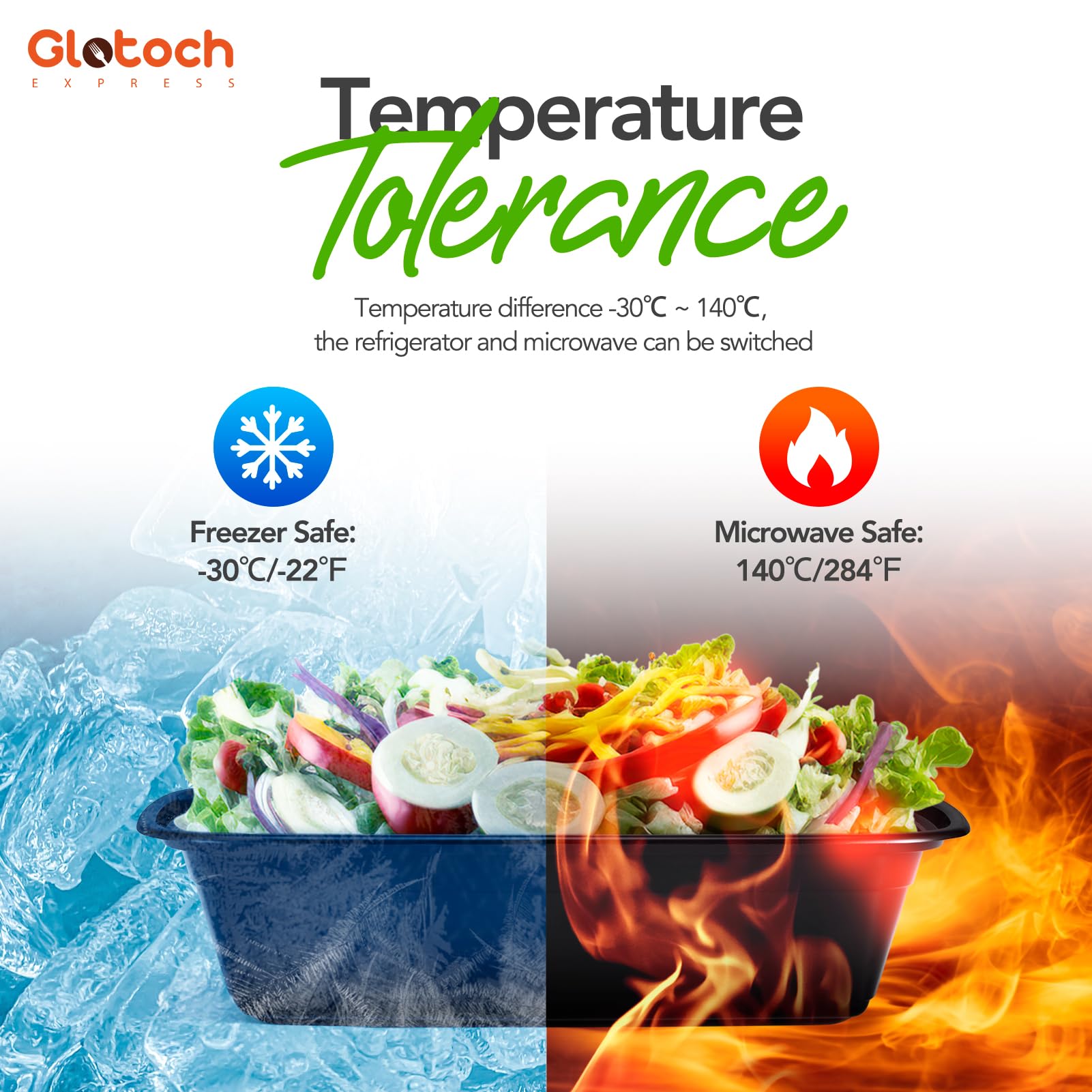 Glotoch Express 28oz freezer-safe container keeps meals fresh for later.