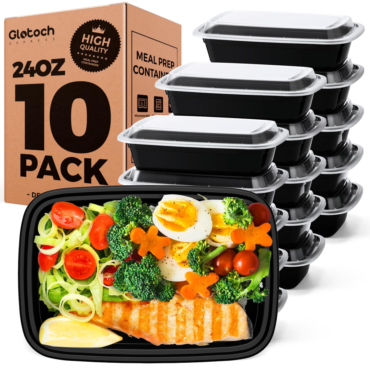 Glotoch Express meal prep container with lids for secure storage and organization