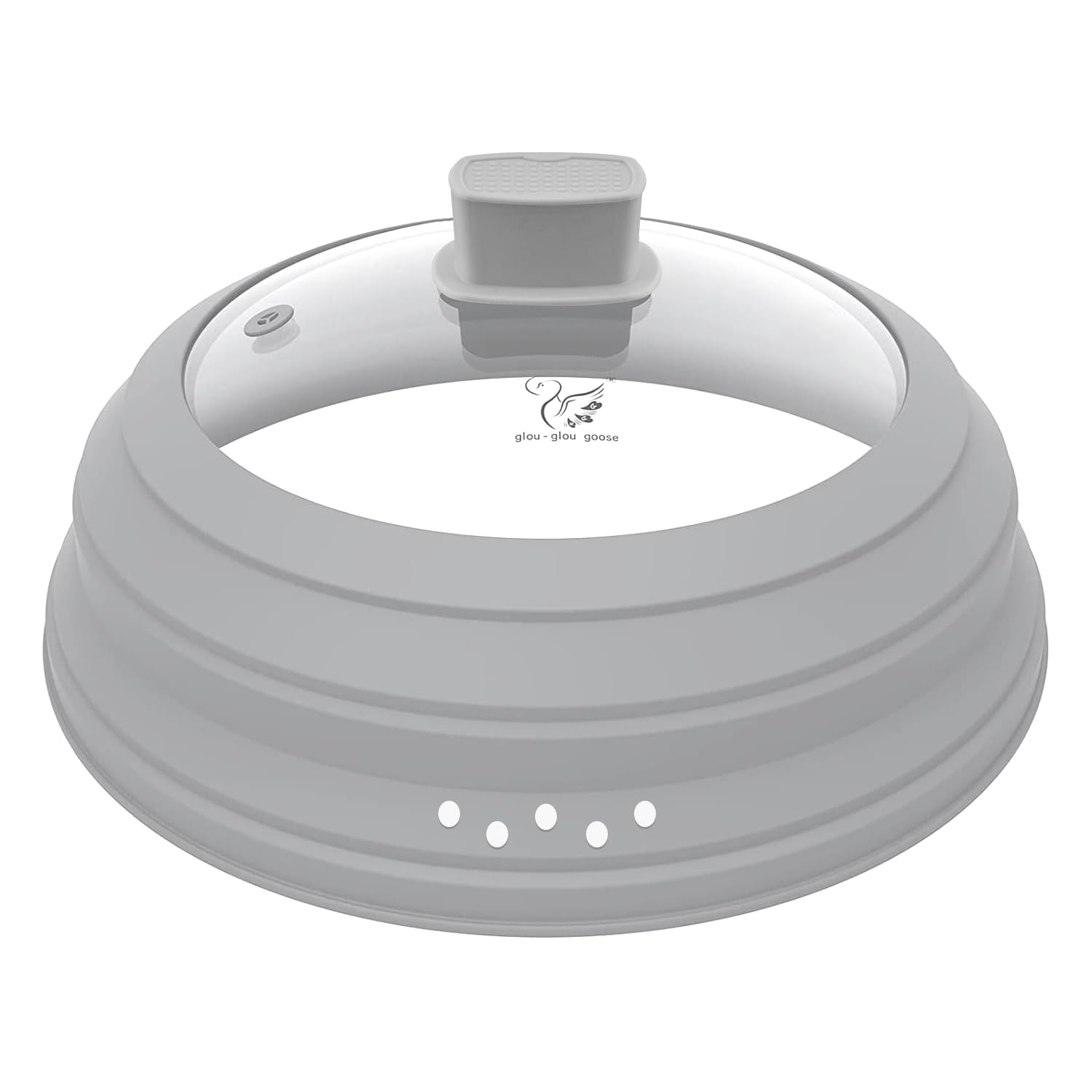 GLOU-GLOU GOOSE GGG splatter cover with anti-scalding silicone handle for safe handling.