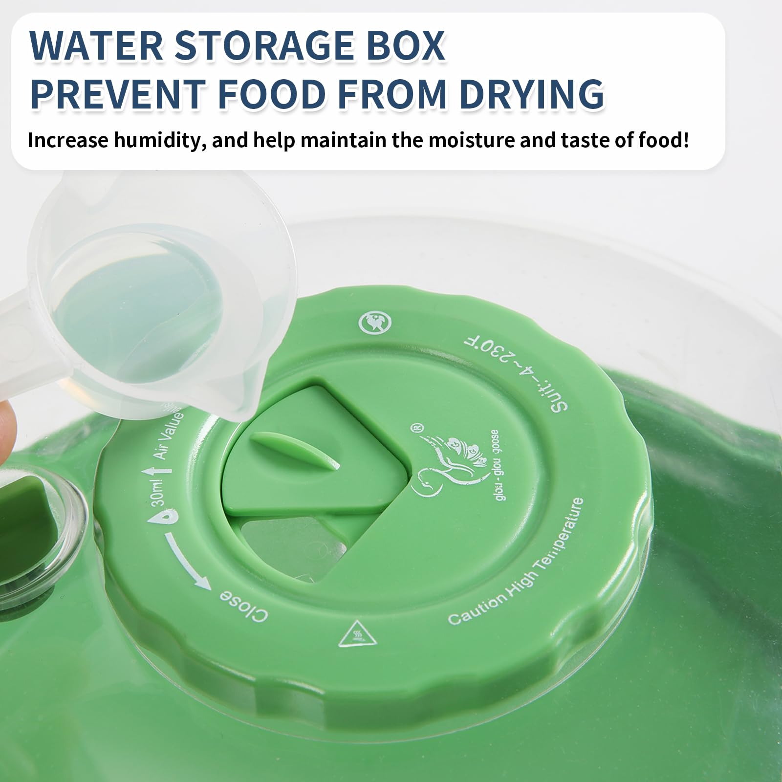 GLOU-GLOU GGG water steamer tray aids gentle steam reheating for evenly heated meals.