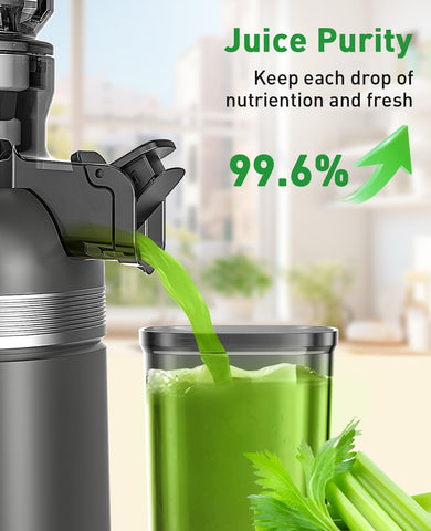 GlowWise juicer operates quietly under 40 dB with DC motor