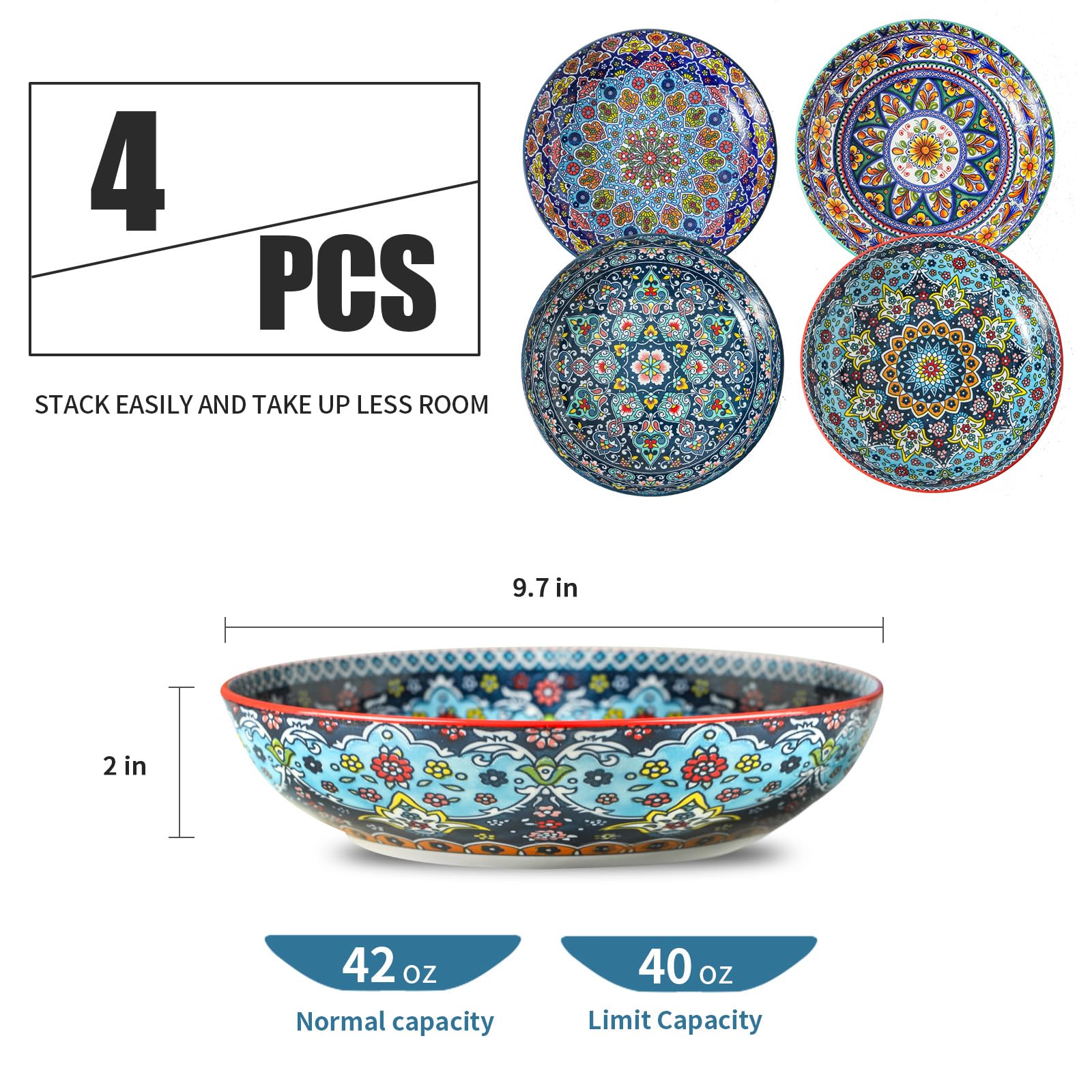 Glowworm 42oz ceramic bowls offering generous portions for hearty dishes.