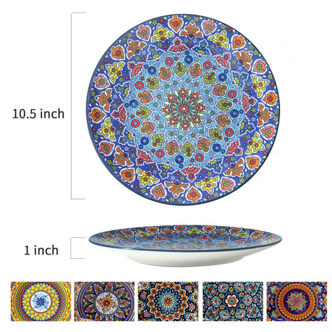 Glowworm 10.5-inch plates ideal for steaks, pizzas, and more.