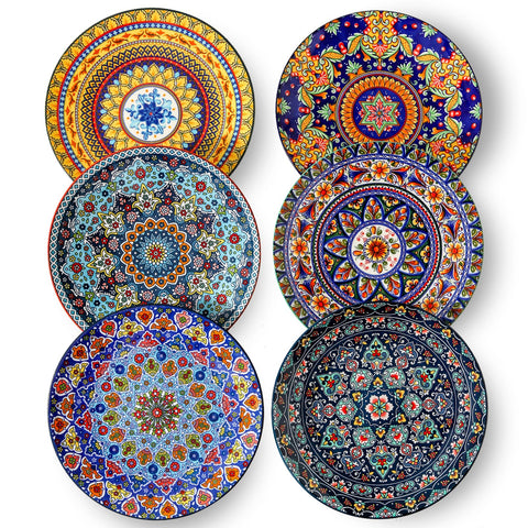Glowworm dinner plates with a bohemian pattern for stylish meals.