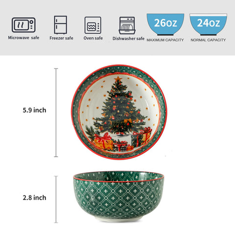 Glowworm 26 oz ceramic bowls set suitable for oatmeal, desserts, and family meals.